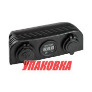 Панель с USB-разъемом 5в 2.1А, прикуривателем и вольтметром (упаковка из 10 шт.)