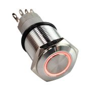 Кнопка с фиксацией 12 В 3А, OFF-ON 5P, D16 красная подсветка
