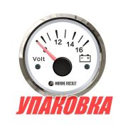 Вольтметр аналоговый 8-16 В, белый циферблат, нержавеющий ободок, д. 52 мм, Marine Rocket (упаковка из 40 шт.)