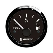 Указатель уровня топлива 240-33 Ом (US), черный циферблат, черный ободок, д. 52 мм, Marine Rocket