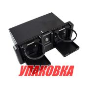 Ящик для мелочей врезной, с замком и складным подстаканником, черный (упаковка из 6 шт.)