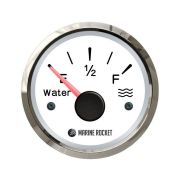 Указатель уровня пресной воды 240-33 Ом (US), белый циферблат, нержавеющий ободок, д. 52 мм, Marine Rocket