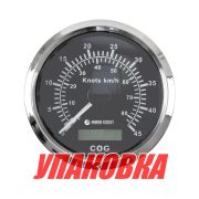 GPS-спидометр аналоговый 0-45 узлов, черный циферблат, нержавеющий ободок, выносная антенна, д. 85 мм, Marine Rocket (упаковка из 8 шт.)