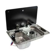 Плита газовая с мойкой, стеклянная крышка