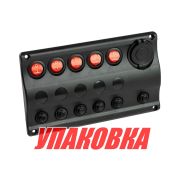 Панель бортового питания 5 переключателей, USB зарядка, индикация, автоматы (упаковка из 6 шт.)