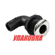 Разъем водосброса угловой пластиковый с крышкой из нержавеющей стали под шланг 25,4 мм, черный (упаковка из 10 шт.)