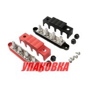 Колодка распределительная электромонтажная, 4 контакта, M10, черная/красная (упаковка из 4 шт.)