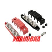 Колодка распределительная электромонтажная, 4 контакта, черная/красная, M8 (упаковка из 4 шт.)