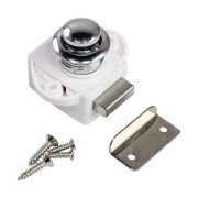 Замок дверной врезной, хромированный, белый корпус, D26мм