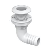 Разъем водосброса угловой с обратным клапаном под шланг 38 мм, белый