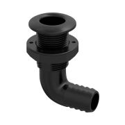 Разъем водосброса угловой с обратным клапаном под шланг 38 мм, черный