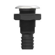 Разъем водосброса с обратным клапаном под шланг 19 мм и крышкой из нержавеющей стали, черный