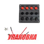Панель бортового питания 4 переключателя, индикация, автоматы (упаковка из 6 шт.)