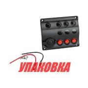 Панель бортового питания 3 переключателя, разъем прикуривателя, индикация, автоматы (упаковка из 6 шт.)