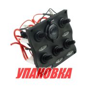 Панель бортового питания 5 переключателей, разъем прикуриватель, индикация (упаковка из 24 шт.)